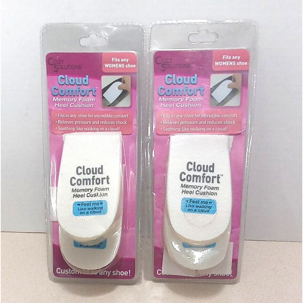 2 Pair Cozy Solutions Cloud Comfort Womens Memory Foam Heel Cushion NEW SEALED!!